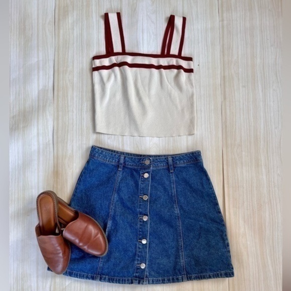 DEE ELLY RETRO SQUARE NECK CROP TOP | SIZE L​ - Picture 1 of 6